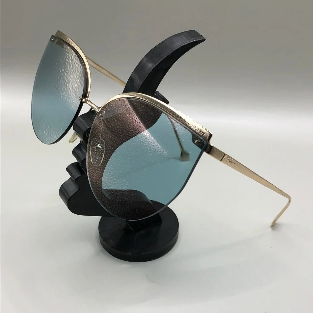 Sunglasses Salvatore Ferragamo SF 195 S 715 Shiny Gold / Azure Oversized Cat Eye